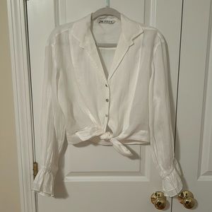 ZARA lightweight tie blouse